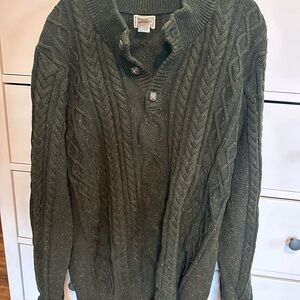 L.L. Bean Men's Olive Cable Knit Sweater